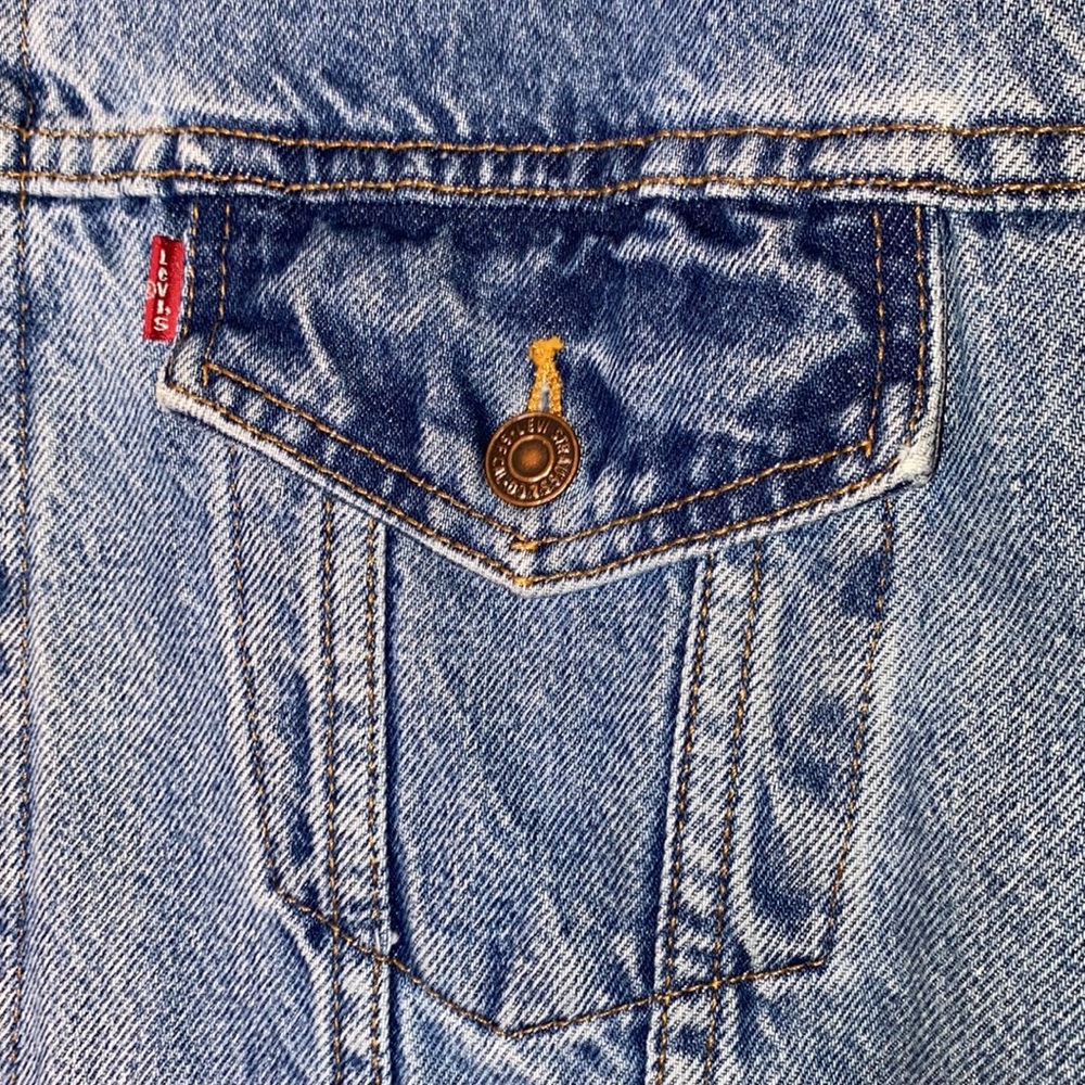 Vintage Levi's Trucker Flannel Lined Denim Blue Jean Jacket-100% Cotton USA Sz L - Picture 2 of 16
